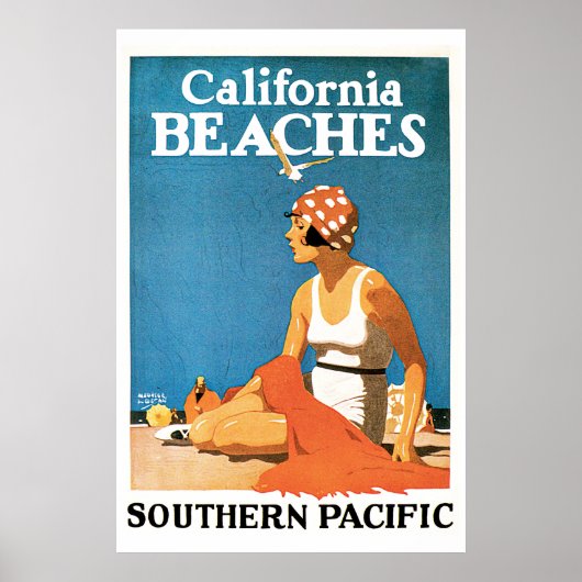 Californië beaches Vintage Travel Poster (Voorkant)