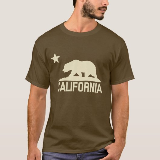 Californië - Beer CA - Beige Silhouette T-shirt (Voorkant)