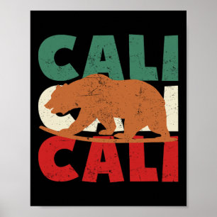 Californië Beer Cali Surfende Beer Retro Surf Vint Poster