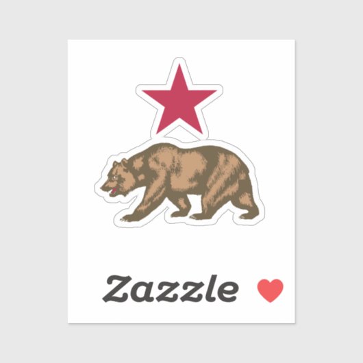Californië-Beer en Star Sticker (Vel)