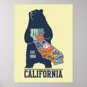 Californië Beer Golden State Poster