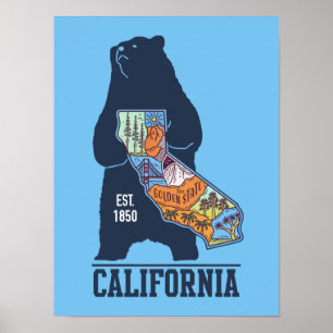 Californië Beer Golden State Poster