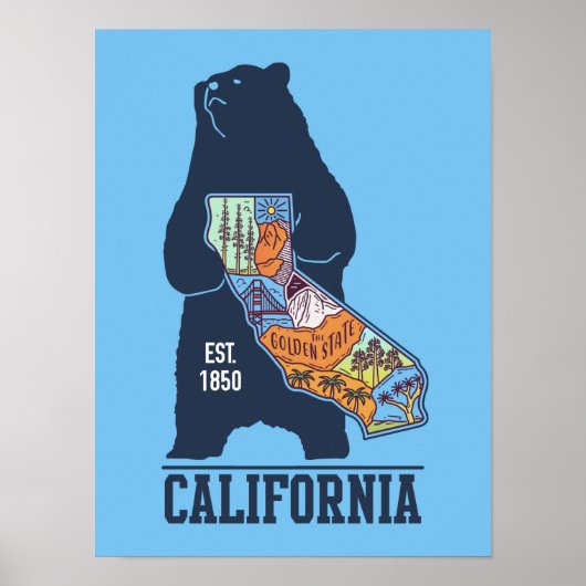Californië Beer Golden State Poster (Voorkant)