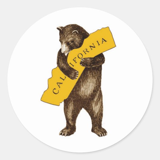 Californië Beer knuffelstaat Ronde Sticker (Voorkant)