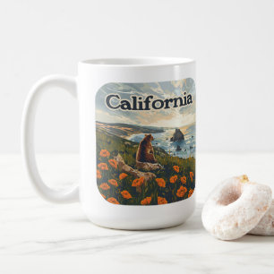 Californië Beer Poppies Flowers Coast Retro Koffiemok