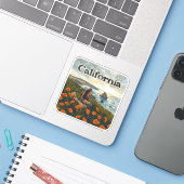 Californië Beer Poppies Flowers Coast Retro Sticker (Laptop met iPhone)