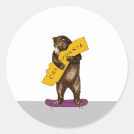 Californië Beer Riding Skateboard Ronde Sticker