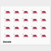 Californië Beer - Rood Ronde Sticker (Vel)