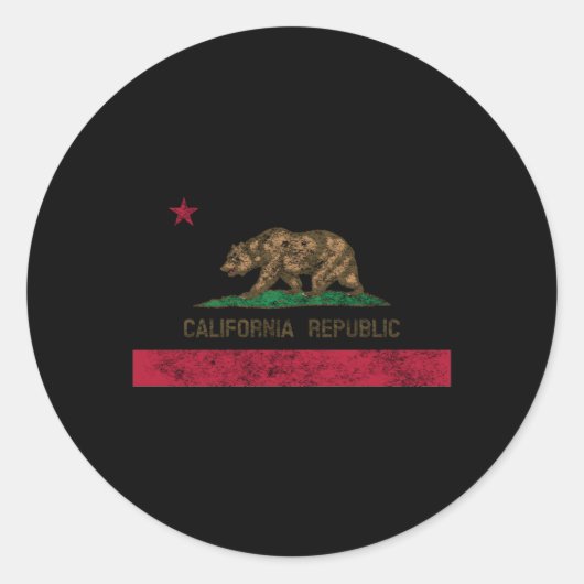Californië Beer Staatsvlag 1846 Ronde Sticker (Voorkant)