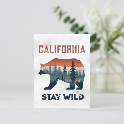  Californië Beer Stay Wild Travel Briefkaart (Staand voorkant)