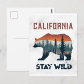  Californië Beer Stay Wild Travel Briefkaart (Voorkant / Achterkant)