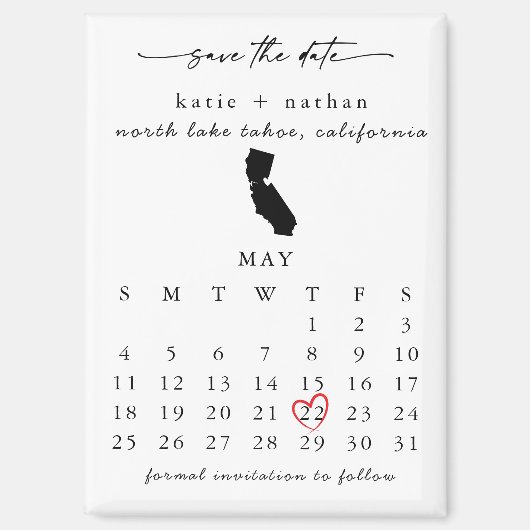 Californië Bestemming Save the Date Magnet (Voorkant)