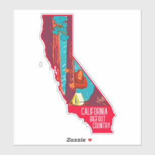 Californië Bigfoot Land Vintage Poster Vrachtwagen Sticker