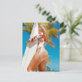 = Californië Bikini = Blonde = Beach = Babe Briefkaart (Staand voorkant)