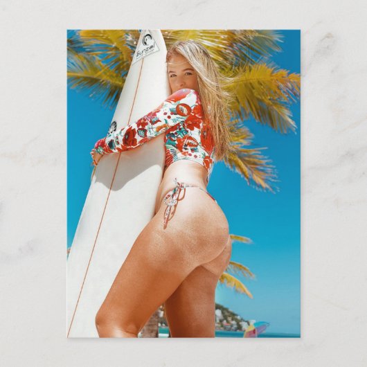 = Californië Bikini = Blonde = Beach = Babe Briefkaart (Voorkant)