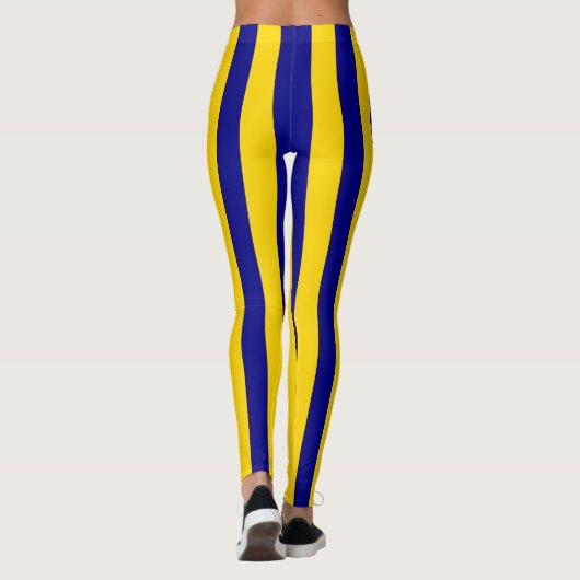 Californië Blauw en Gouden Verticale Strepen Leggings (Achterkant)