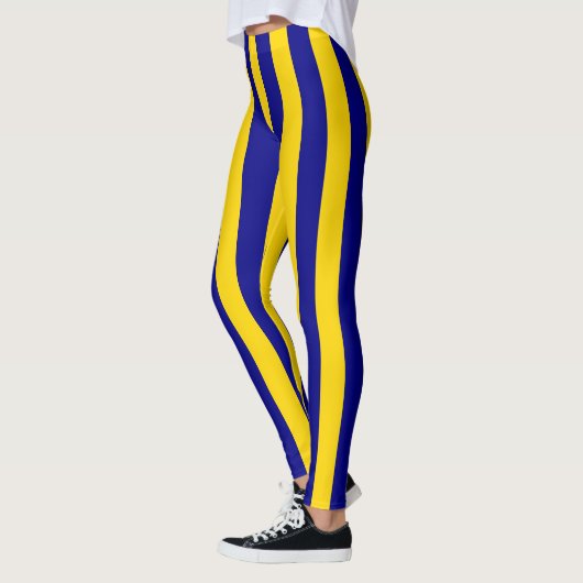 Californië Blauw en Gouden Verticale Strepen Leggings (Links)