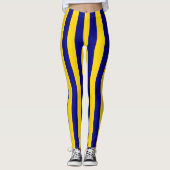 Californië Blauw en Gouden Verticale Strepen Leggings (Voorkant)