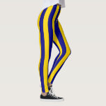 Californië Blauw en Gouden Verticale Strepen Leggings<br><div class="desc">Blauw en geel Verticale strepen in de kleuren van de staat Californië</div>