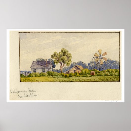 Californië-Boerderij, nabij Stockton Poster (Voorkant)