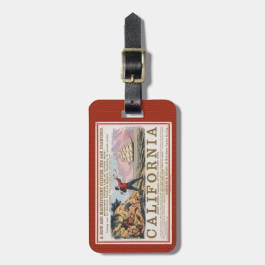 Californië Bound Clipper Ship Bagagelabel (Voorkant verticaal)