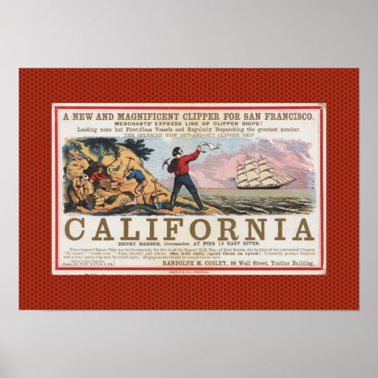 Californië Bound Clipper Ship Poster (Voorkant)
