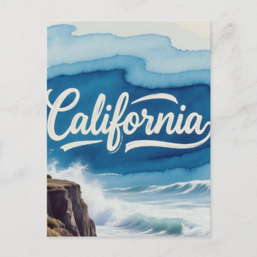 Californië Briefkaart – Bold Typography Design (Voorkant)
