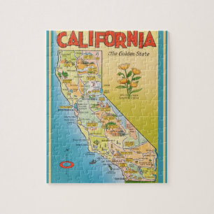 Californië Briefkaart Kaart Jigsaw Puzzel
