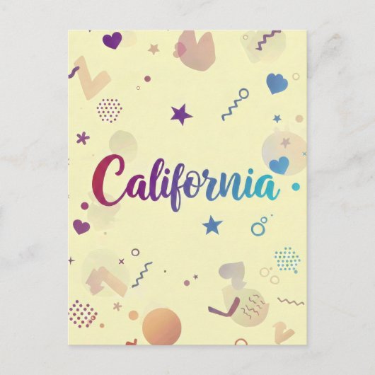 Californië Briefkaart – Trendy tekst (Voorkant)