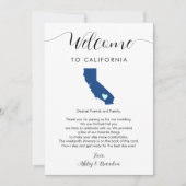 Californië bruiloft welkomstbrief reisschema Kaart (Voorkant)