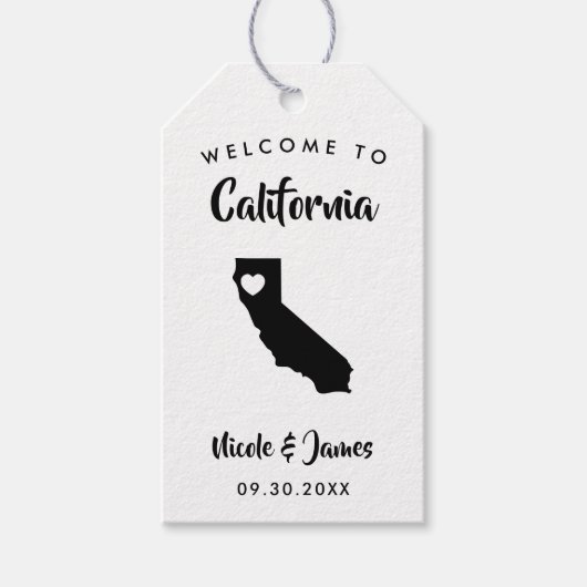 Californië bruiloft welkomsttas Labels, Cadeaulabel (Voorkant)
