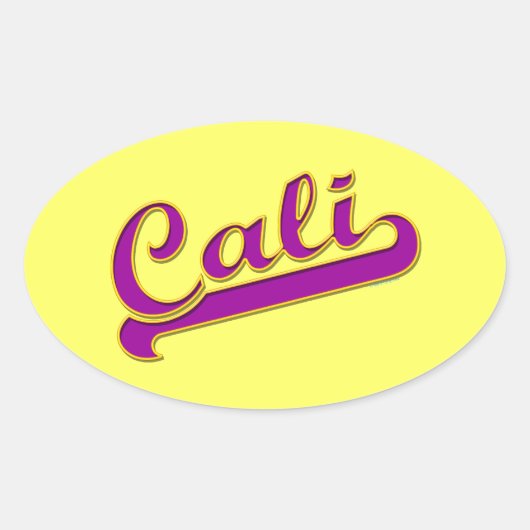 Californië Cali Logo Paarse Geel Ovale Sticker (Voorkant)