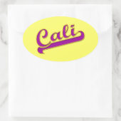 Californië Cali Logo Paarse Geel Ovale Sticker (Tas)