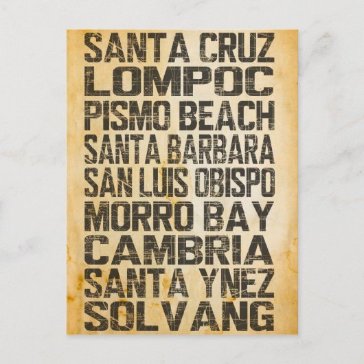 Californië Central Coast Briefkaart (Voorkant)