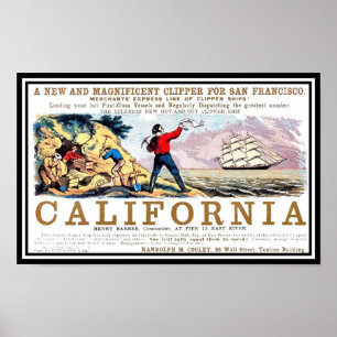Californië Clipper goudkoorts Vintage afdruk Poster
