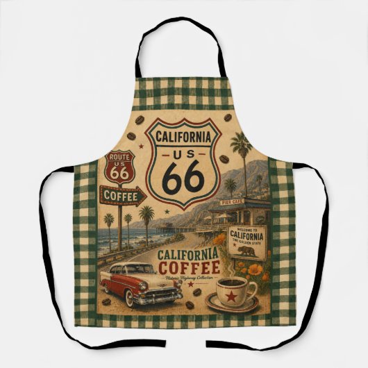 Californië Coastal Coffee Kitchen Route 66 Schort (Voorkant)