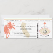 Californië Coral Palm Tree Boarding Pass Wedding Kaart (Voorkant)