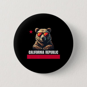 Californië De Gouden Staat Beer Vlag  Ronde Button 5,7 Cm