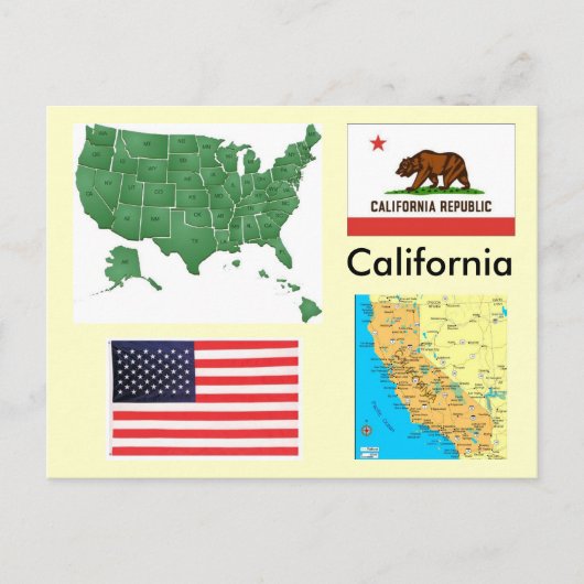 Californië, de V.S. Briefkaart (Voorkant)