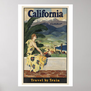 Californië Deze Zomer Reis Per Trein Vintage Poster