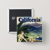 Californië deze zomer vierkante button 5,1 cm (Voorkant /achterkant)