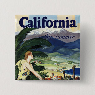 Californië deze zomer vierkante button 5,1 cm