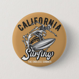 Californië die op de eindeloze zomer surft ronde button 5,7 cm