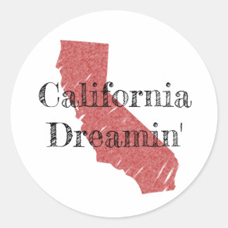 Californië Dreamin' met Schets van Californië Ronde Sticker
