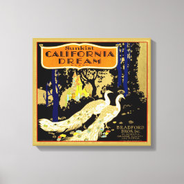 Californië Droom Merk Sinaasappel Kist Fruit Label Canvas Afdruk