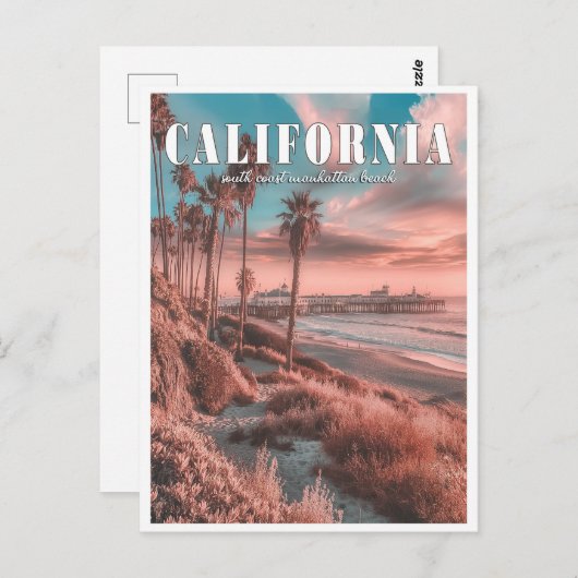 Californië: Een  strand in Manhattan Briefkaart (Voorkant / Achterkant)