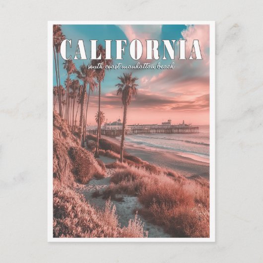 Californië: Een  strand in Manhattan Briefkaart (Voorkant)