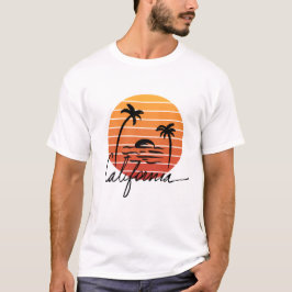 Californië en retro zonsondergang t-shirt