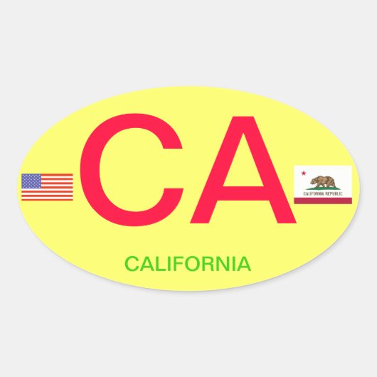 Californië* Europese stijl ovale Bumpersticker Sticker (Voorkant)