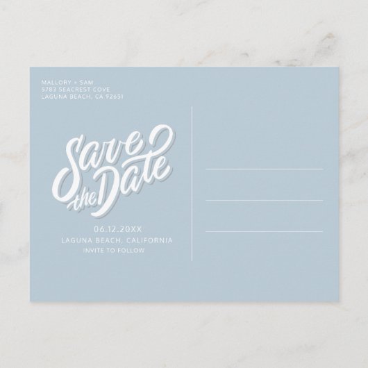 Californië Foto Strand Bruiloft Save the Date Aankondigingskaart (Achterkant)